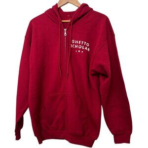ENCORE Ghetto Scholar Full Zip Hoodie Deep Red with White NWOT Size Large Latin